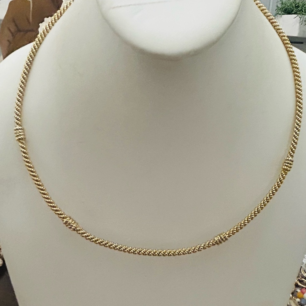 Rare Judith Ripka Gold 925 SS  Clad Solid  Rope Style Necklace